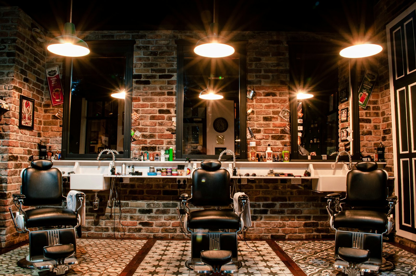 Barbershop interior with vintage chairs