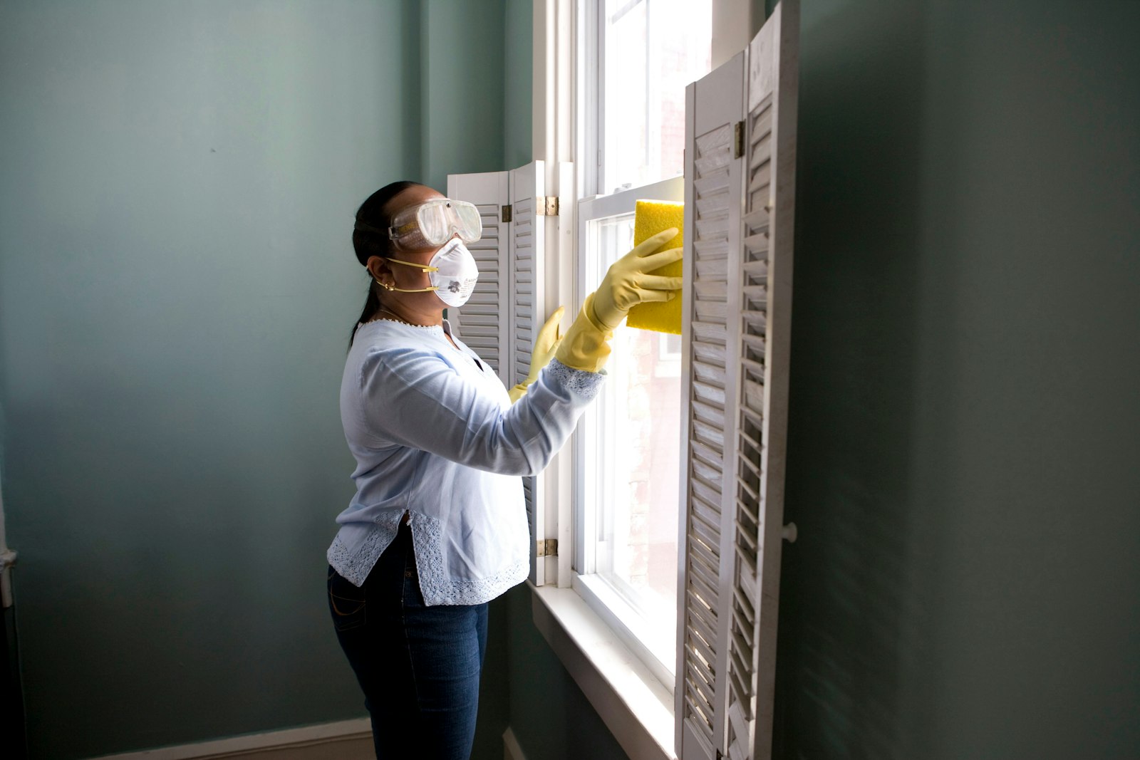 Cleaner working carefully in a client's home